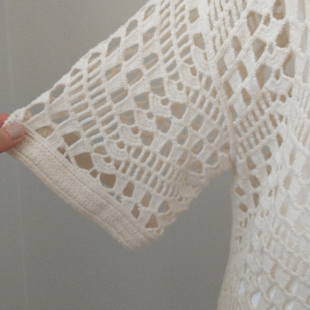 Evereve Molly cotton crocheted sweater cardigan M - Picture 4 of 8